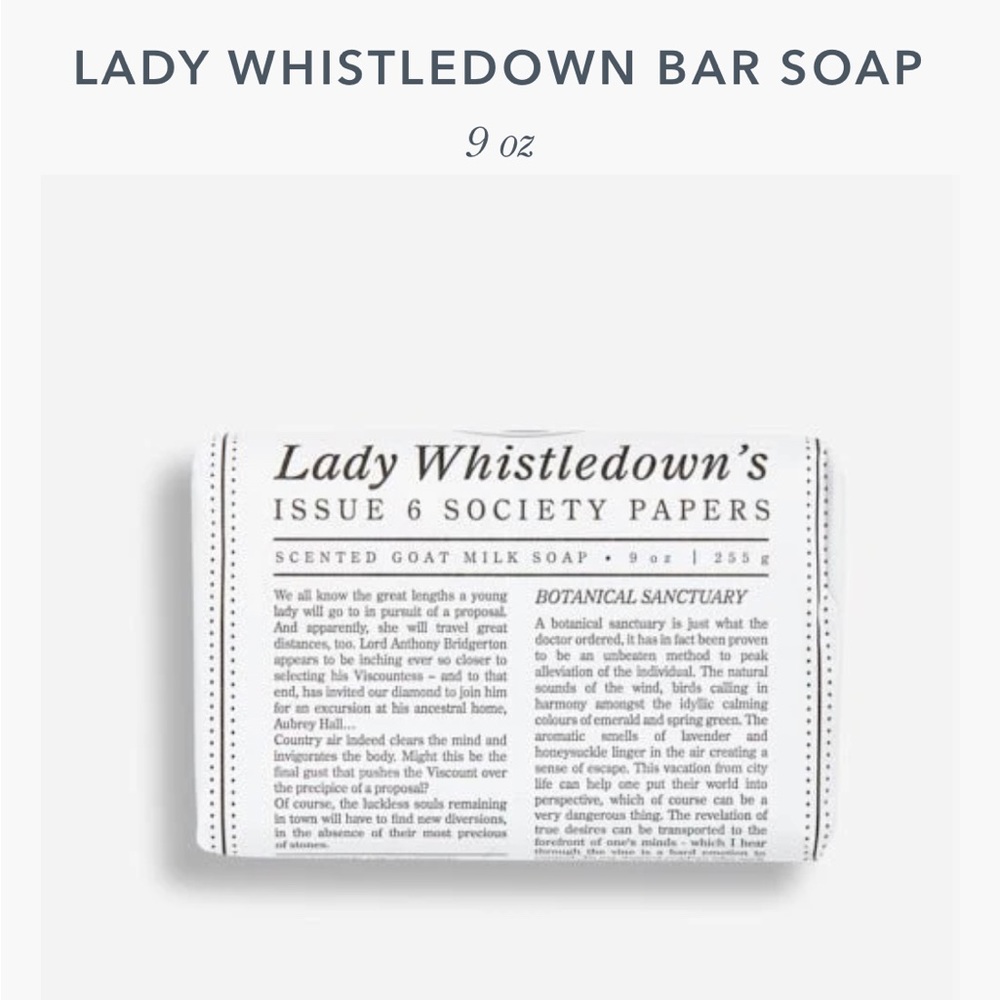NEW Bridgerton Lady Whistlesdown Bar Soap